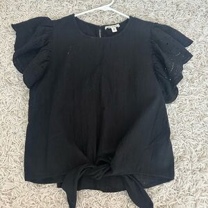 Women's Black Eyelet Sleeve Top Brand New